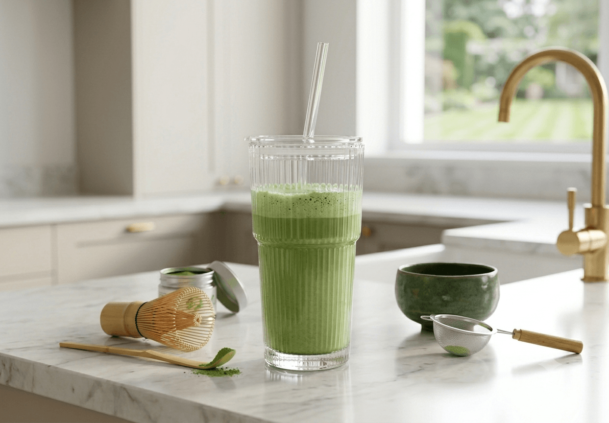 Tall Glass With Lid and Straw